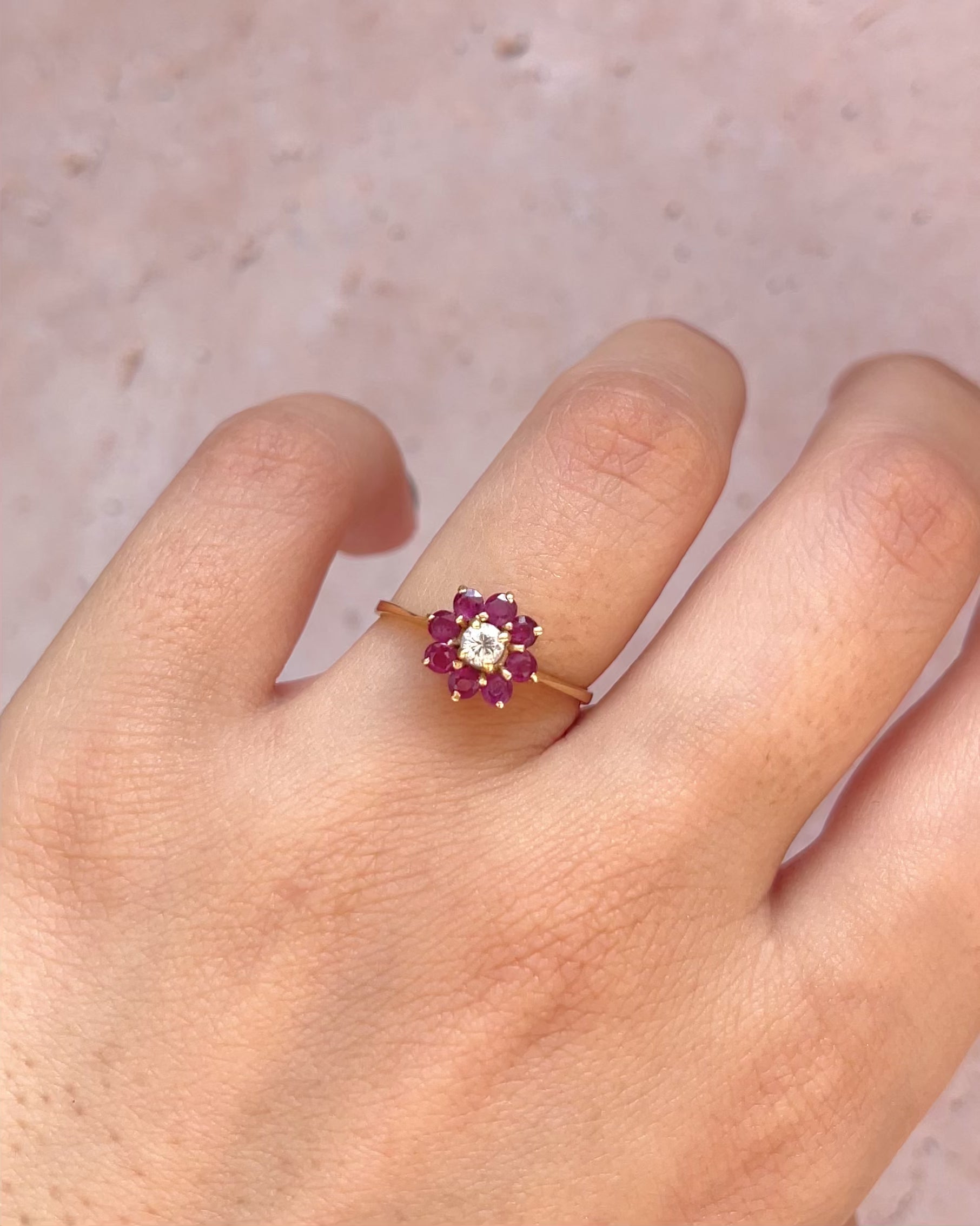 Marguerite Diamond &amp; Ruby 0.32 Carat Ring "Alia"
