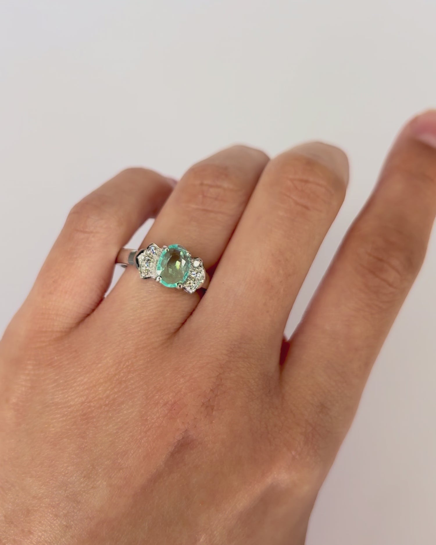 Trilogy Ring Tourmaline 0.63 carat &amp; Diamonds "Coralie"