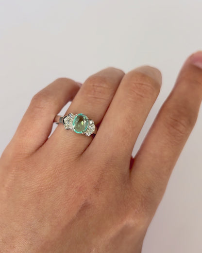 Trilogy Ring Tourmaline 0.63 carat &amp; Diamonds "Coralie"