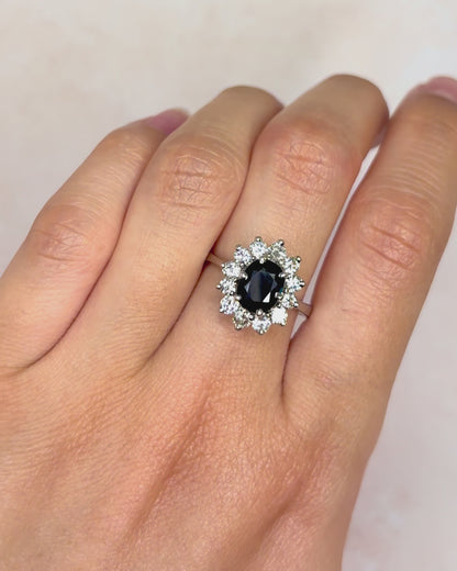Bague Marguerite Saphir 1.80 carat &amp; Diamants 0.96 carat "Marjorie"