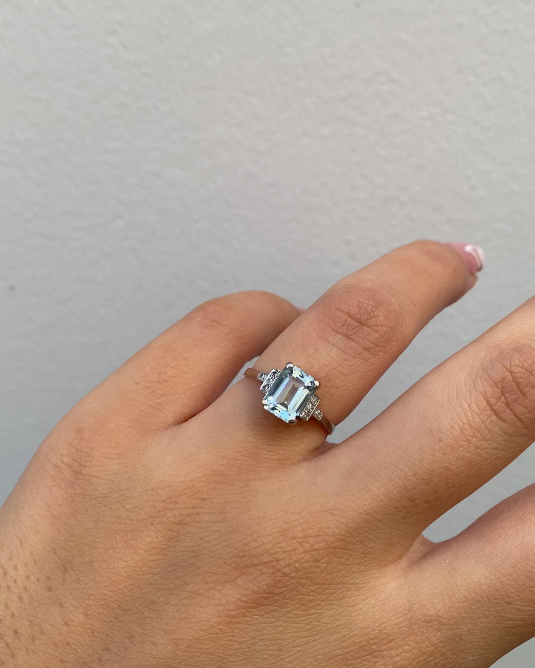 Bague Style Art-déco Aigue-marine 1.74 carat &amp; Diamants “Audile”