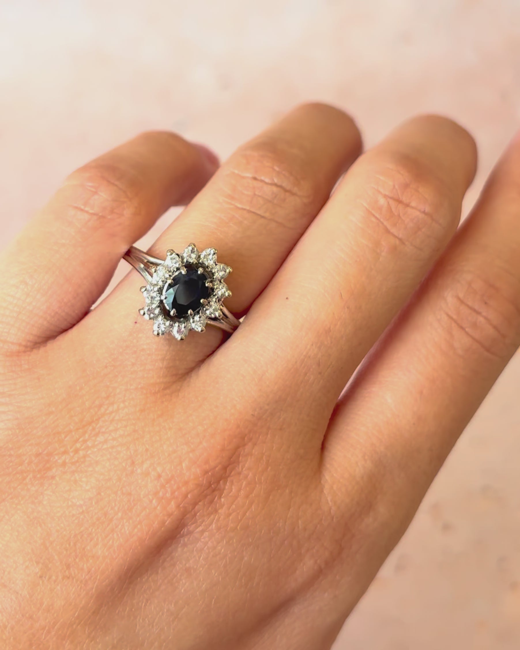 Marguerite Ring Sapphire 0.75 carat &amp; Diamonds 0.24 carat "Christiane"