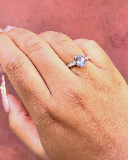 Bague Solitaire Tanzanite 1.80 carat &amp; Diamants 0.29 carat "Polly"