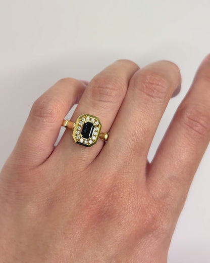 Anillo estilo Art Déco zafiro 0,72 quilates y diamantes "Taylor"