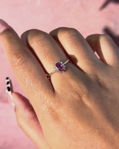 Bague Marguerite Saphir Rose 1 carat &amp; Diamants "Iliana"