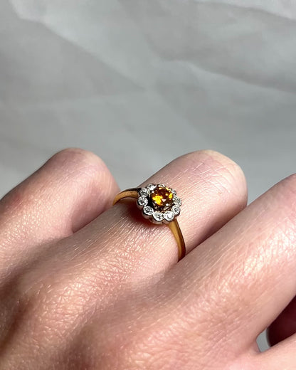 Marguerite Garnet Hessonite 0.37 carat &amp; 10 Diamonds &quot;Alexia&quot; Ring