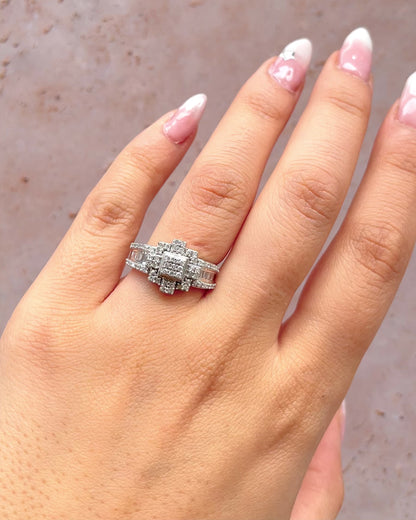 Bague Jonc Style Art Déco 81 Diamants 0.89 carat "Rebecca"