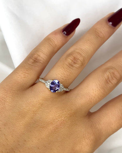 Bague Trilogie Tanzanite 1.34 carat &amp; Diamants &quot;Shana&quot;