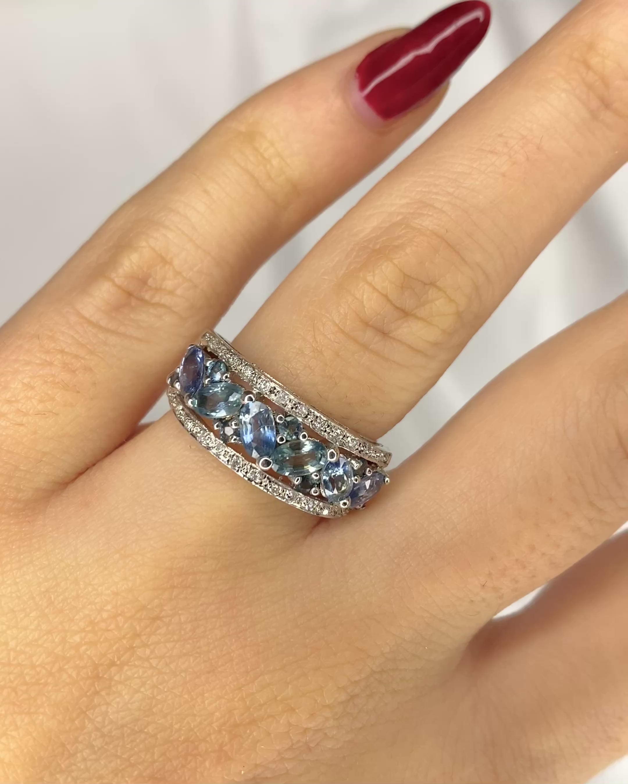 Bague Jonc 13 Saphirs 2 carats &amp; 26 Diamants "Morgane"