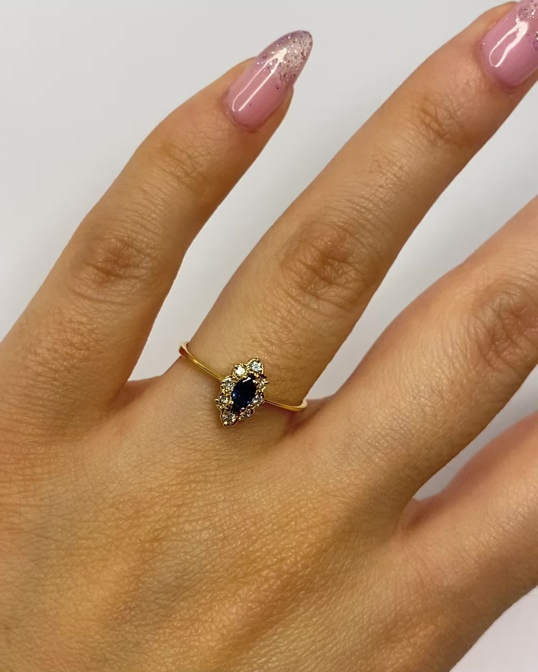 Bague Marquise Saphir &amp; Diamants "Alessandra"
