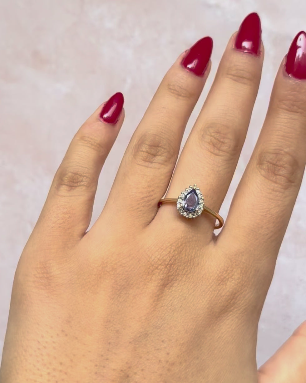 Bague Marguerite Tanzanite 0.65 carat &amp; Diamants 3.18g "Gulia"