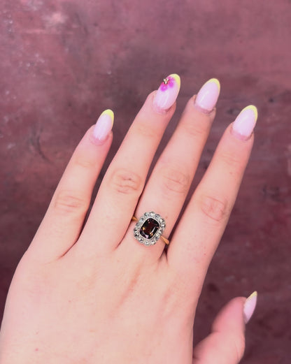 2.21-carat Tourmaline &amp; 0.28-carat Diamond Cluster Ring "Maysa"