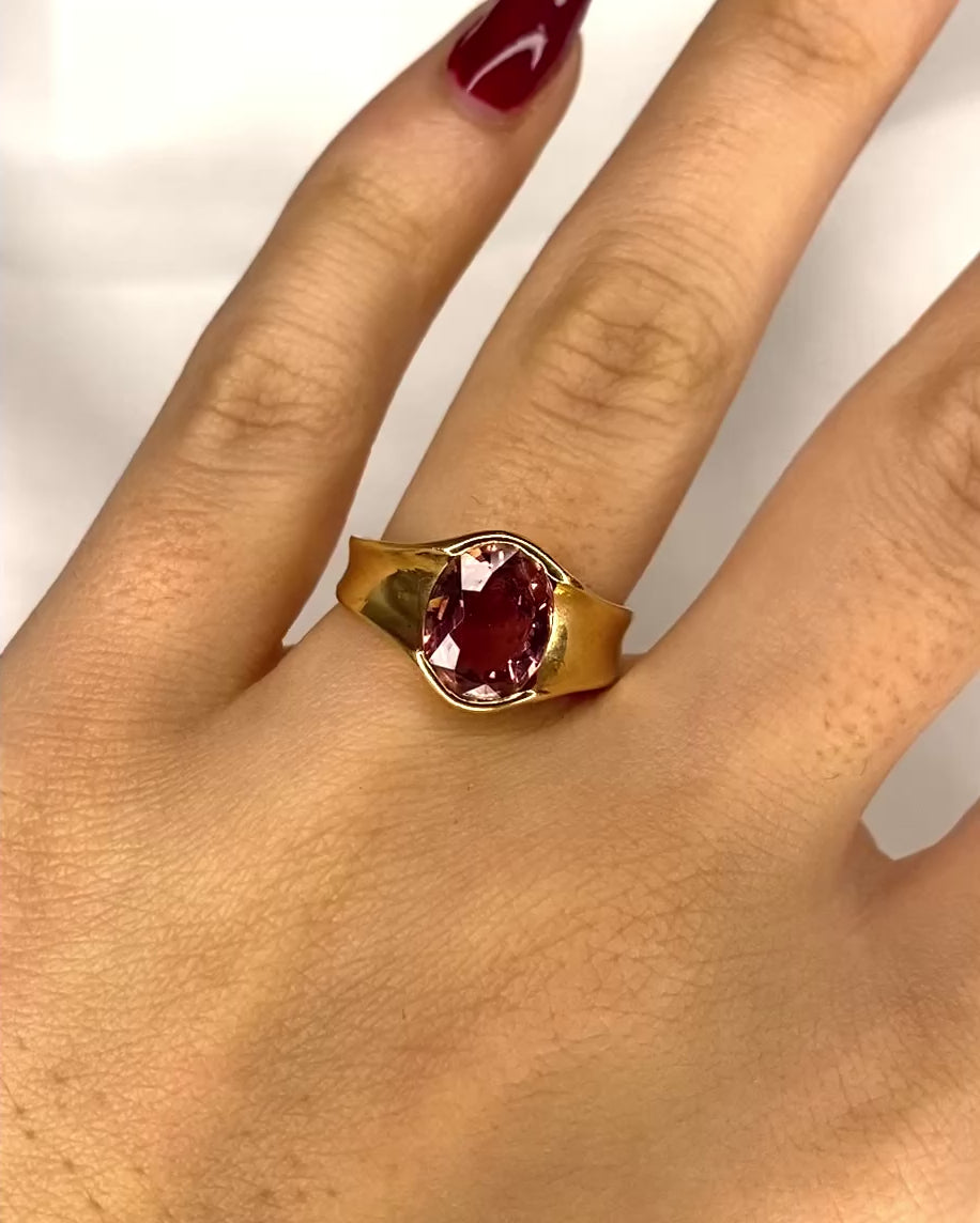 Bague Jonc Tourmaline 2.80 carats &amp; or 18 carats 5,25g &quot;Kika&quot;