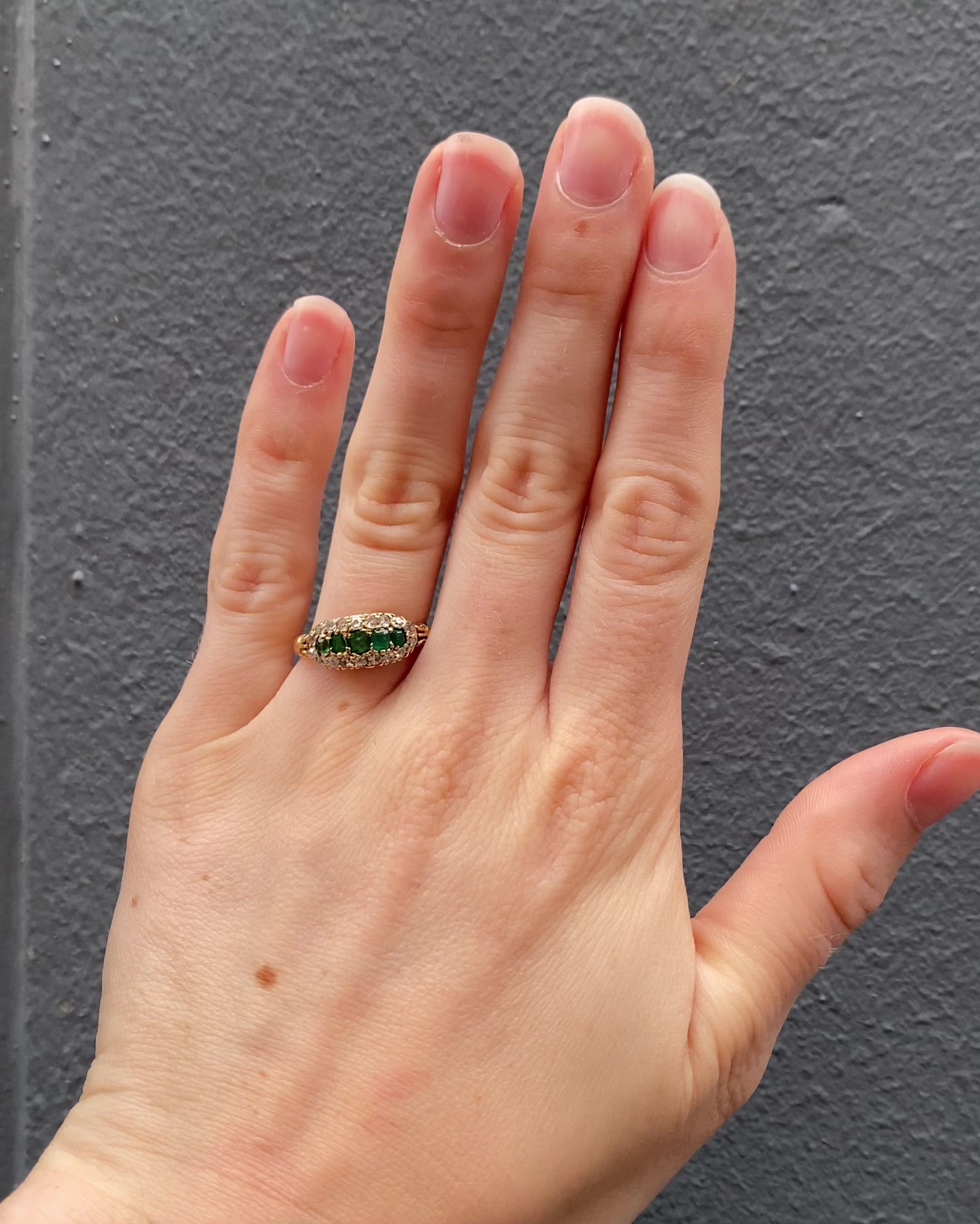 Bague Rivière Émeraudes &amp; Diamants "Johanne"
