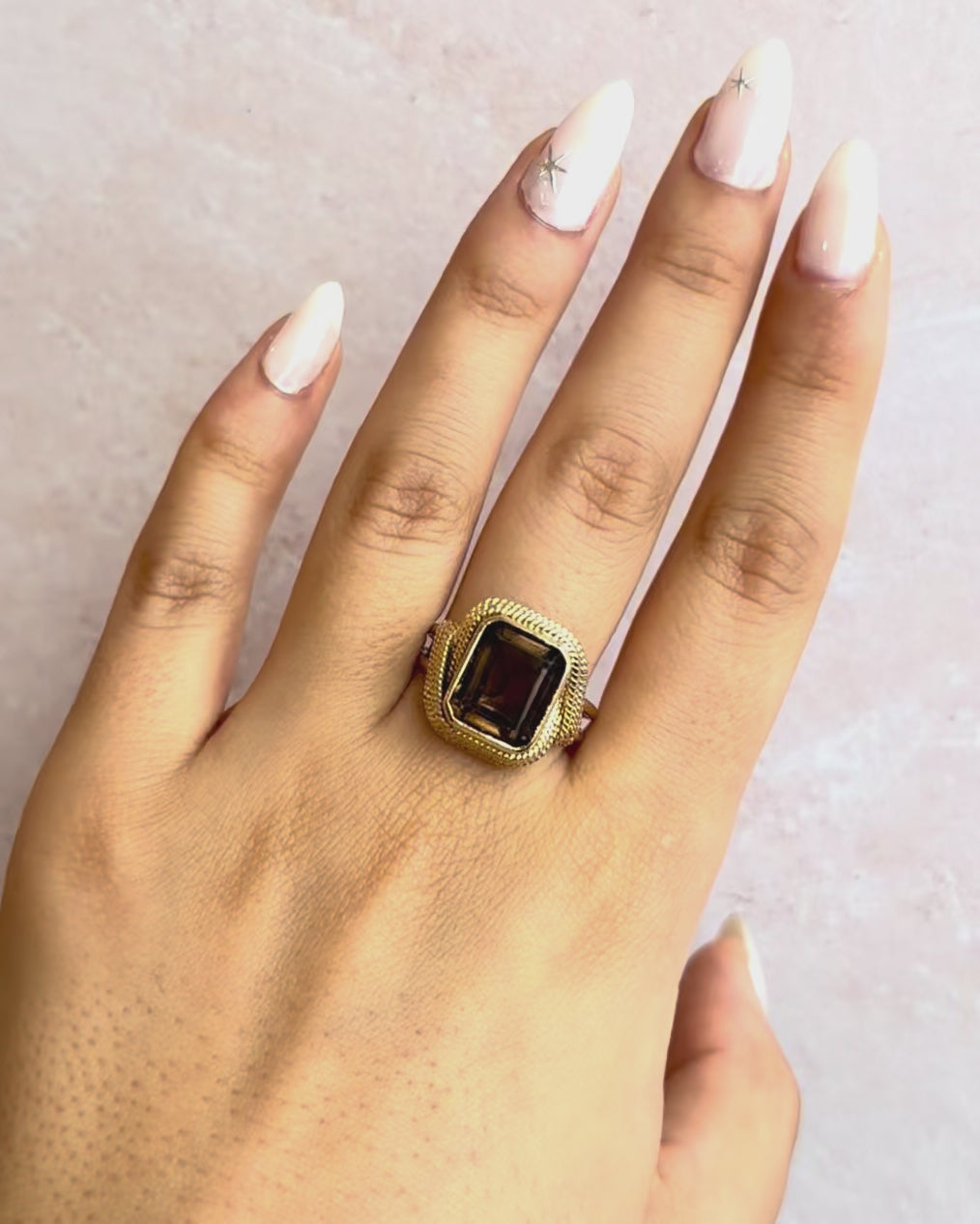 Bague Cocktail Quartz Fumé 5.50 carats &amp; Or 9.07g "Leanna"