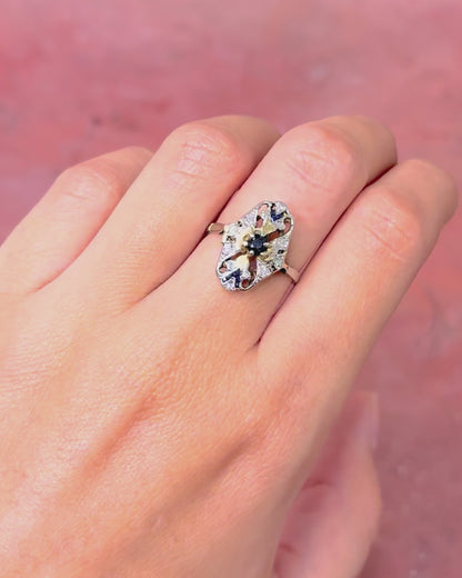 Art Deco Sapphire &amp; Diamond Ring "Ariana"