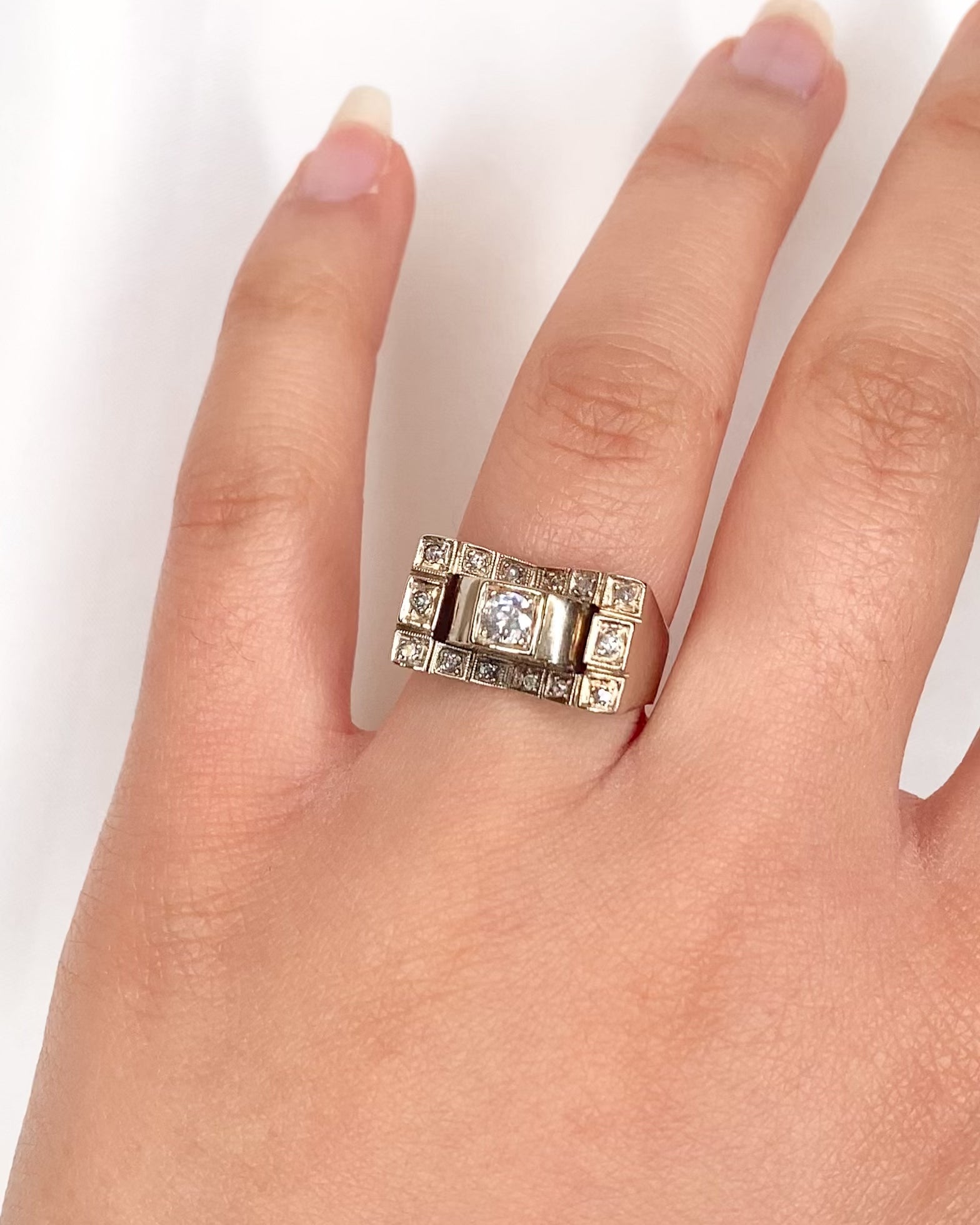 Bague Tank Diamants 0.48 carat &amp; Or 6g "Loeva"