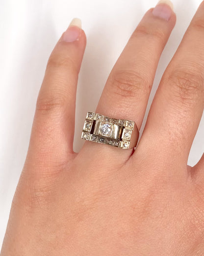 Anillo Tank Diamantes 0,48 quilates y Oro 6 g "Loeva"