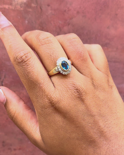 Bague Marguerite Saphir 1.70 carat &amp; Diamants 0.36 carat "Léonie"