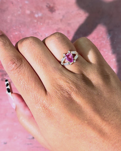 Bague Trilogie Saphir Rose &amp; Diamants "Berthe"