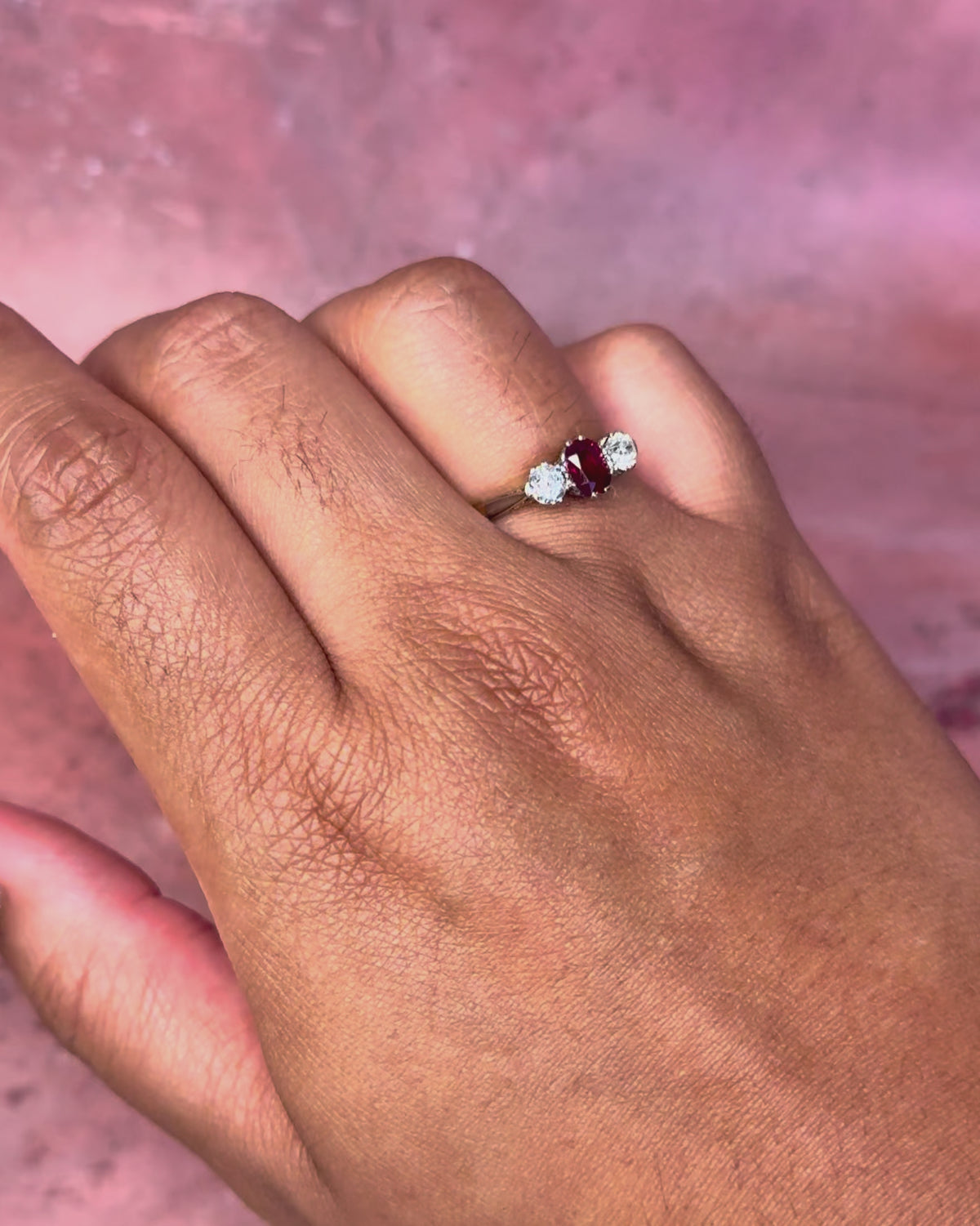 Bague Trilogie Rubis 0.60 carat &amp; Diamants 0.40 carat "Adeline"