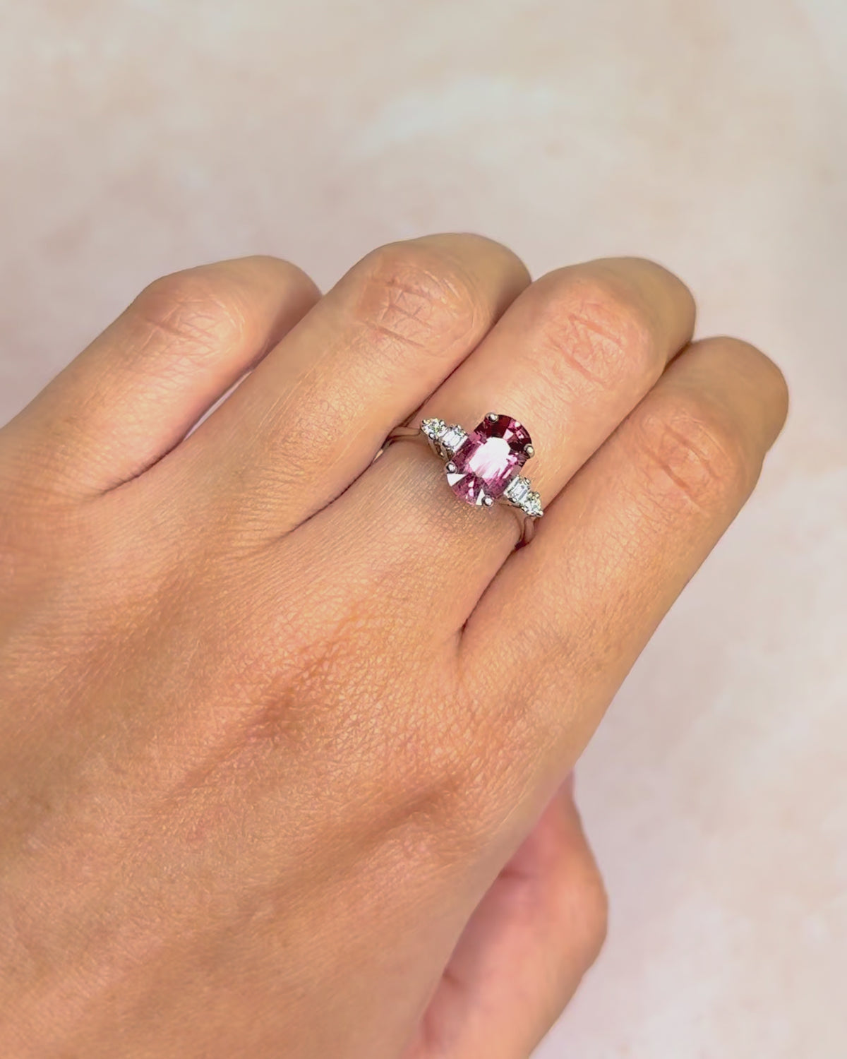 Bague Trilogie Tourmaline Rose 1.54 carat &amp; Diamants "Hortense"
