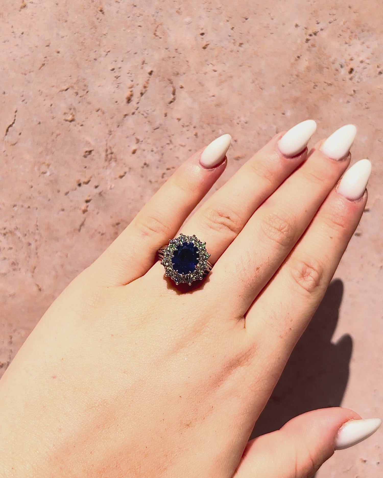 "Dahlia" Marguerite Ring with 4.20 Carat Sapphire &amp; 1.08 Carat Diamonds