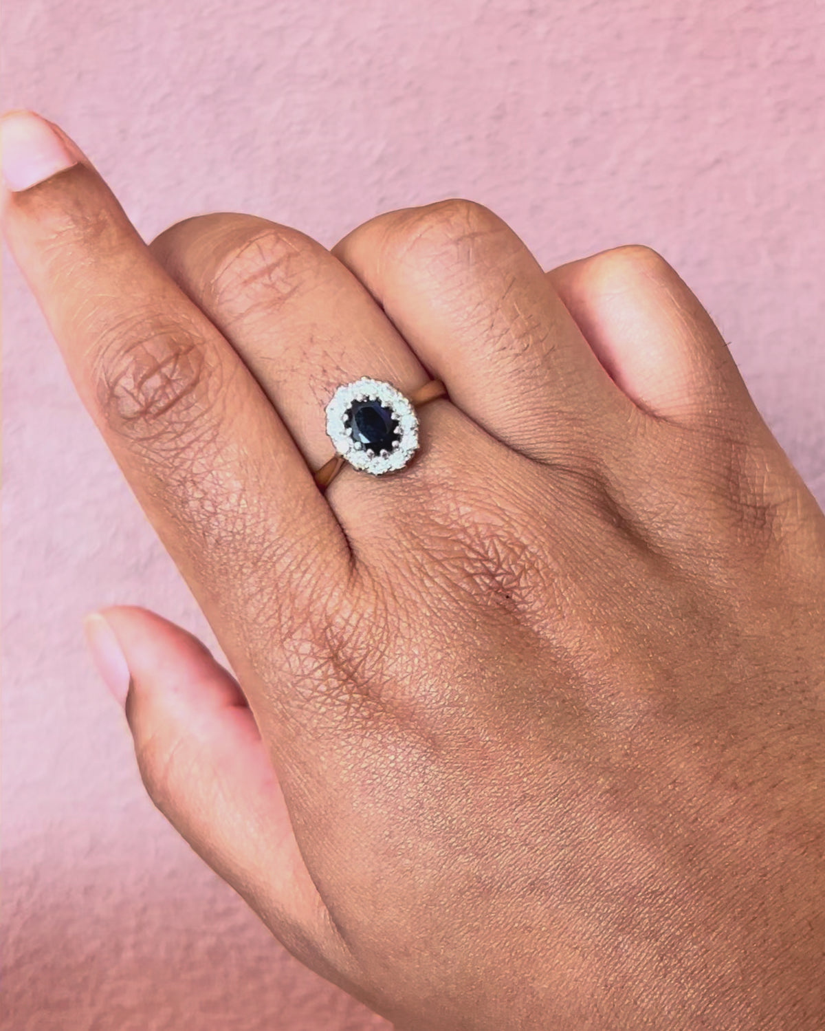 1.52-carat Sapphire Marguerite Ring &amp; Diamonds 4.22g "Vivienne"