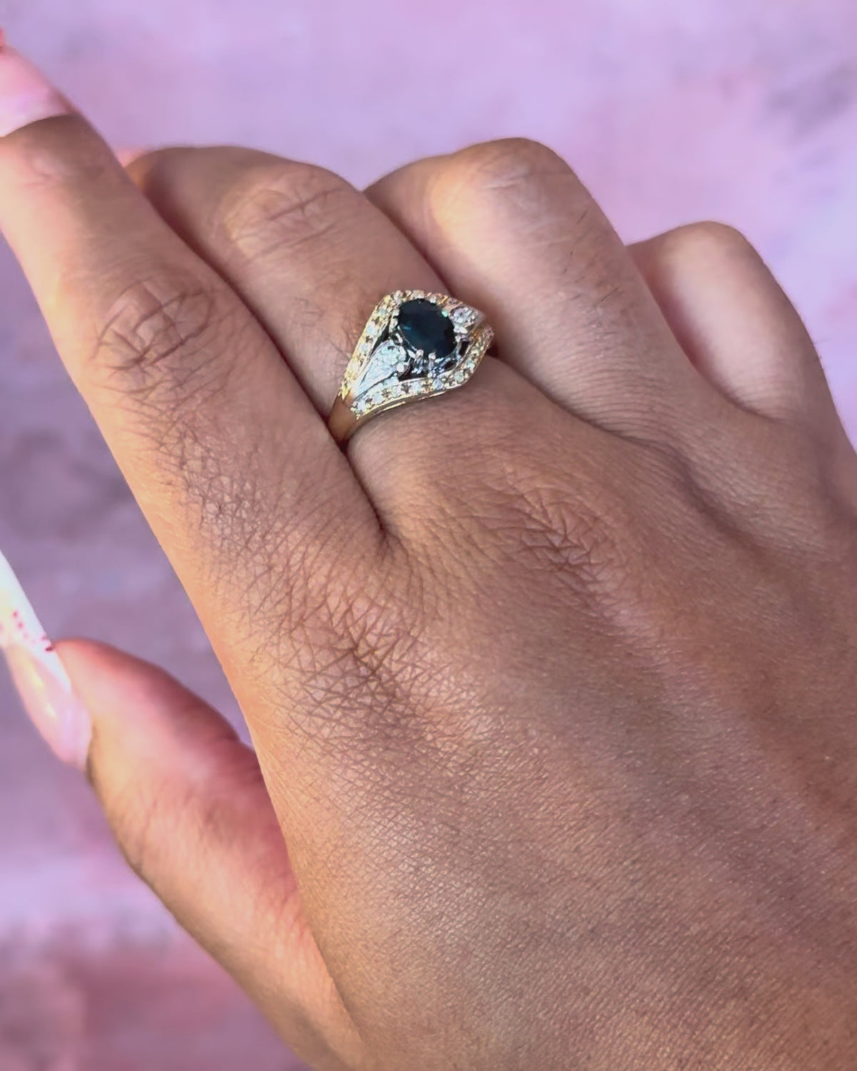 Bague Bandeau Saphir 0.70 carat &amp; Diamants 0.28 carat "Eliane"