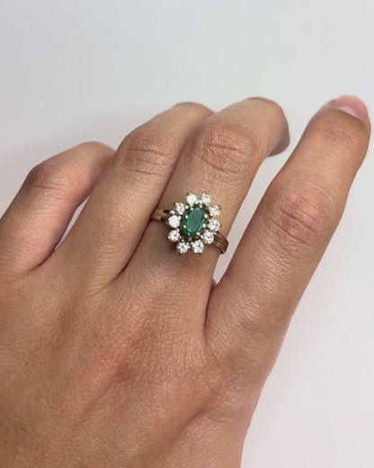 Daisy Emerald Ring 0.58 carat &amp; Diamonds 0.50 carat "Dua"
