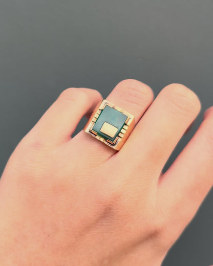 Chevalière Chrysoprase &amp; Or 18 carats 5,52g &quot;Tyam&quot;