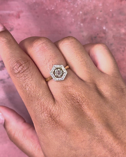 Art Deco Diamond &amp; Gold Ring "Barbara"