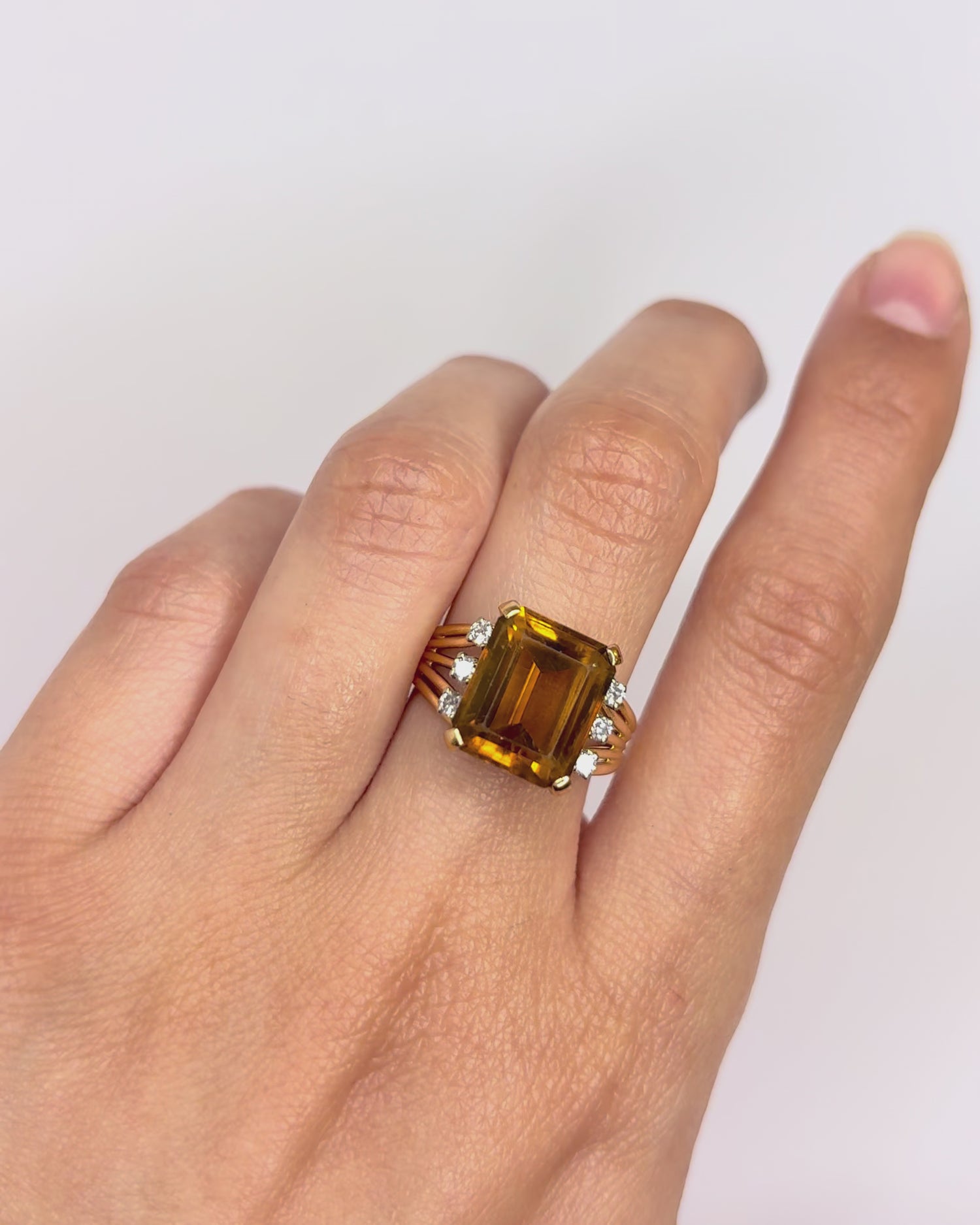 Citrine Cocktail Ring 6.75 Carats &amp; Diamonds "Théa"
