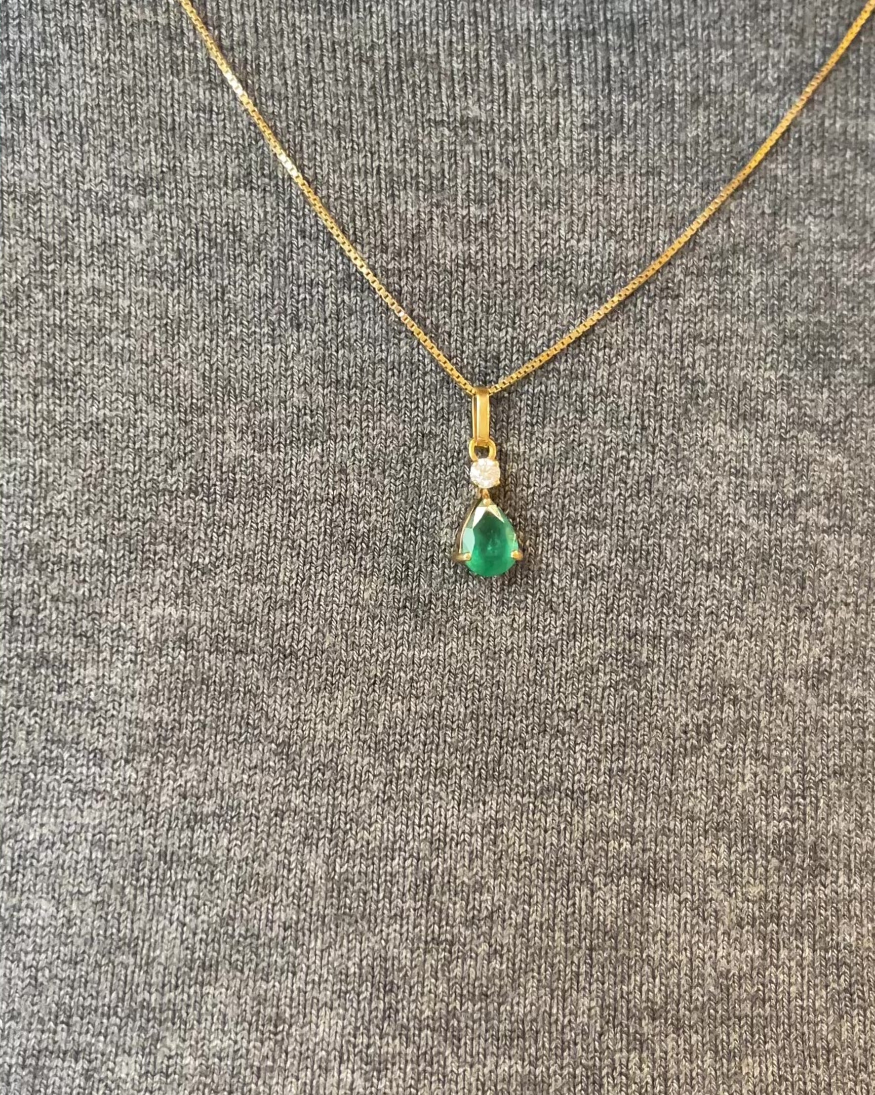 Pendentif Emeraude 1.16 carat &amp; Diamant &quot;Pina&quot;