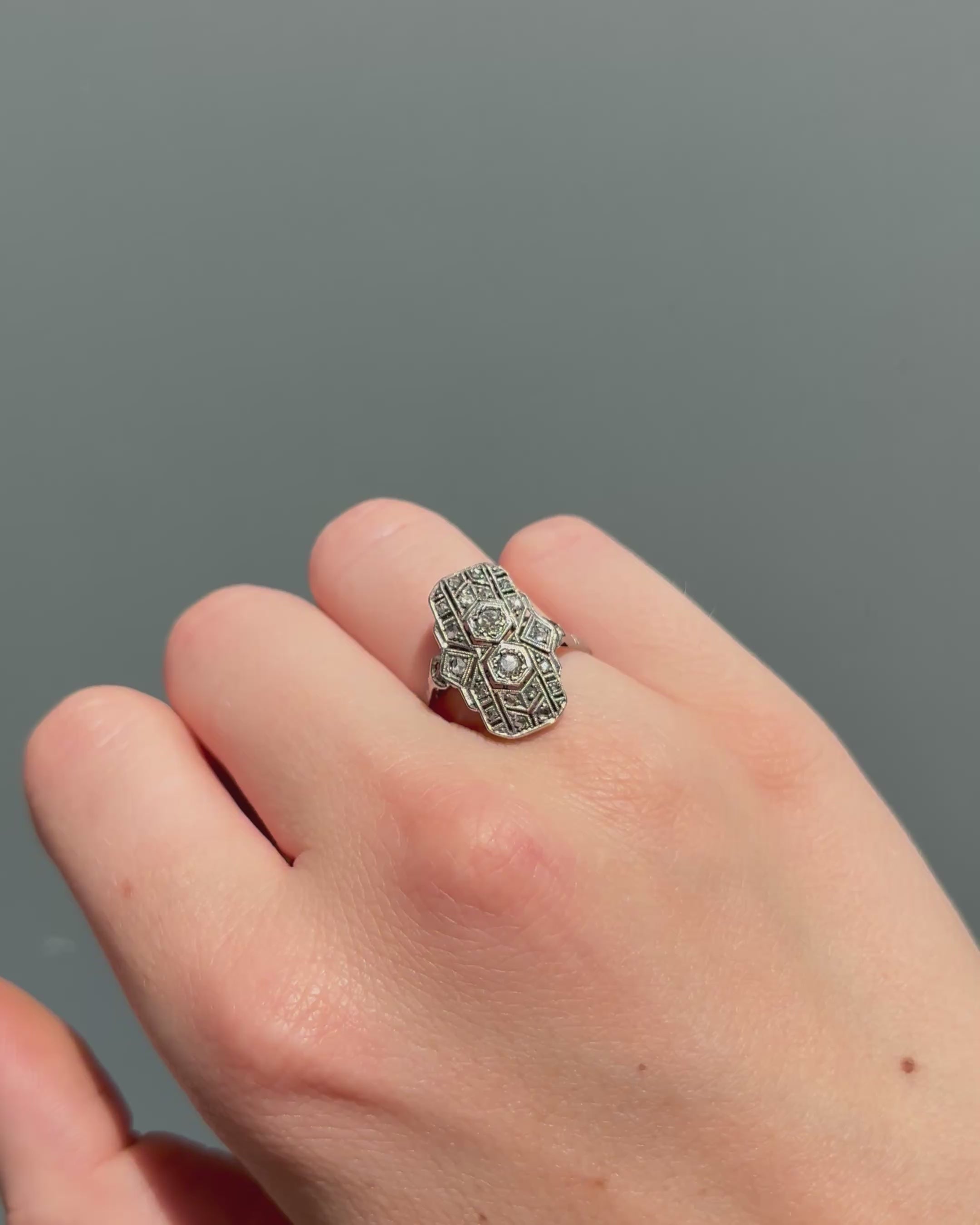 Anillo Art Déco 20 Diamantes "Roumi"