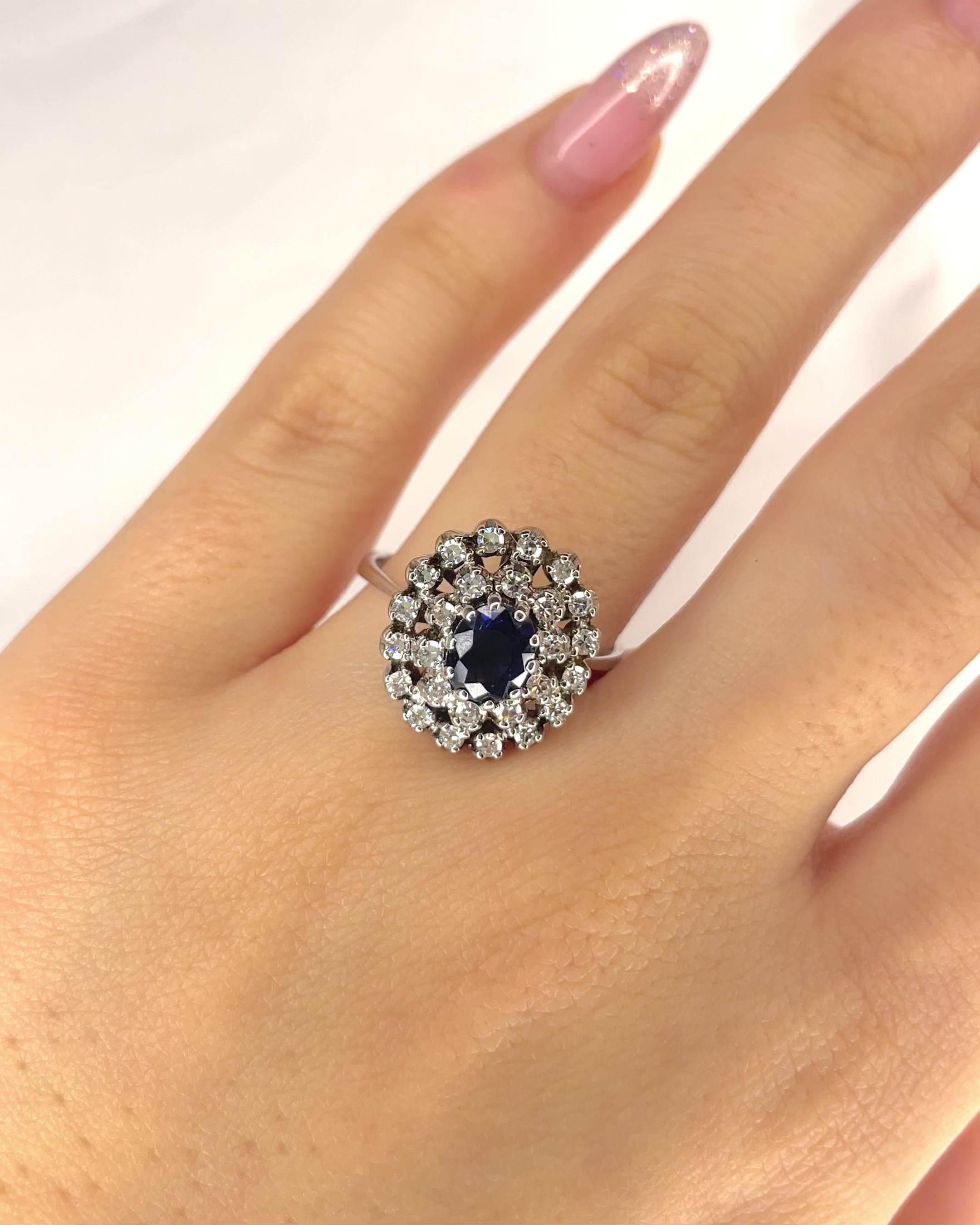 Bague Marguerite Saphir 1.15 carat &amp; Diamants 0.52 carat "Milena"