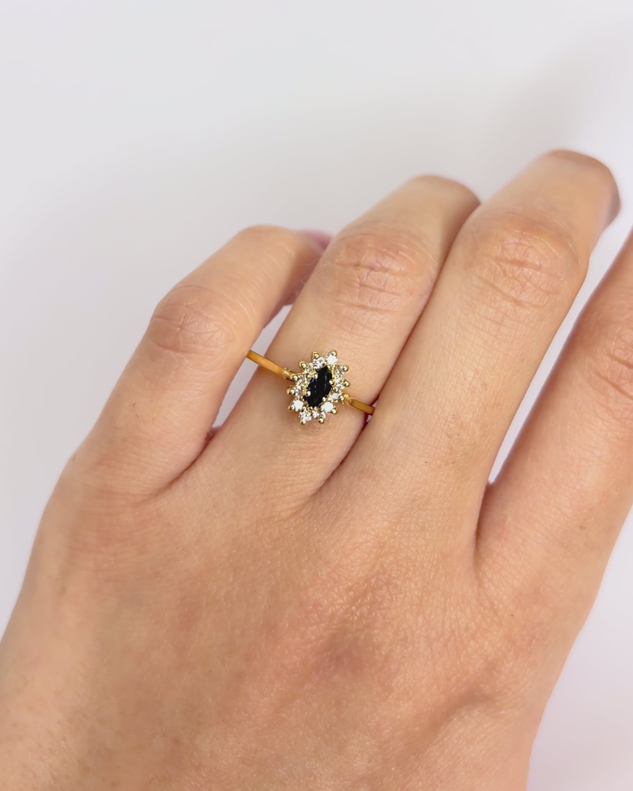 Bague Marguerite Marquise Saphir &amp; Diamants "Ornella"