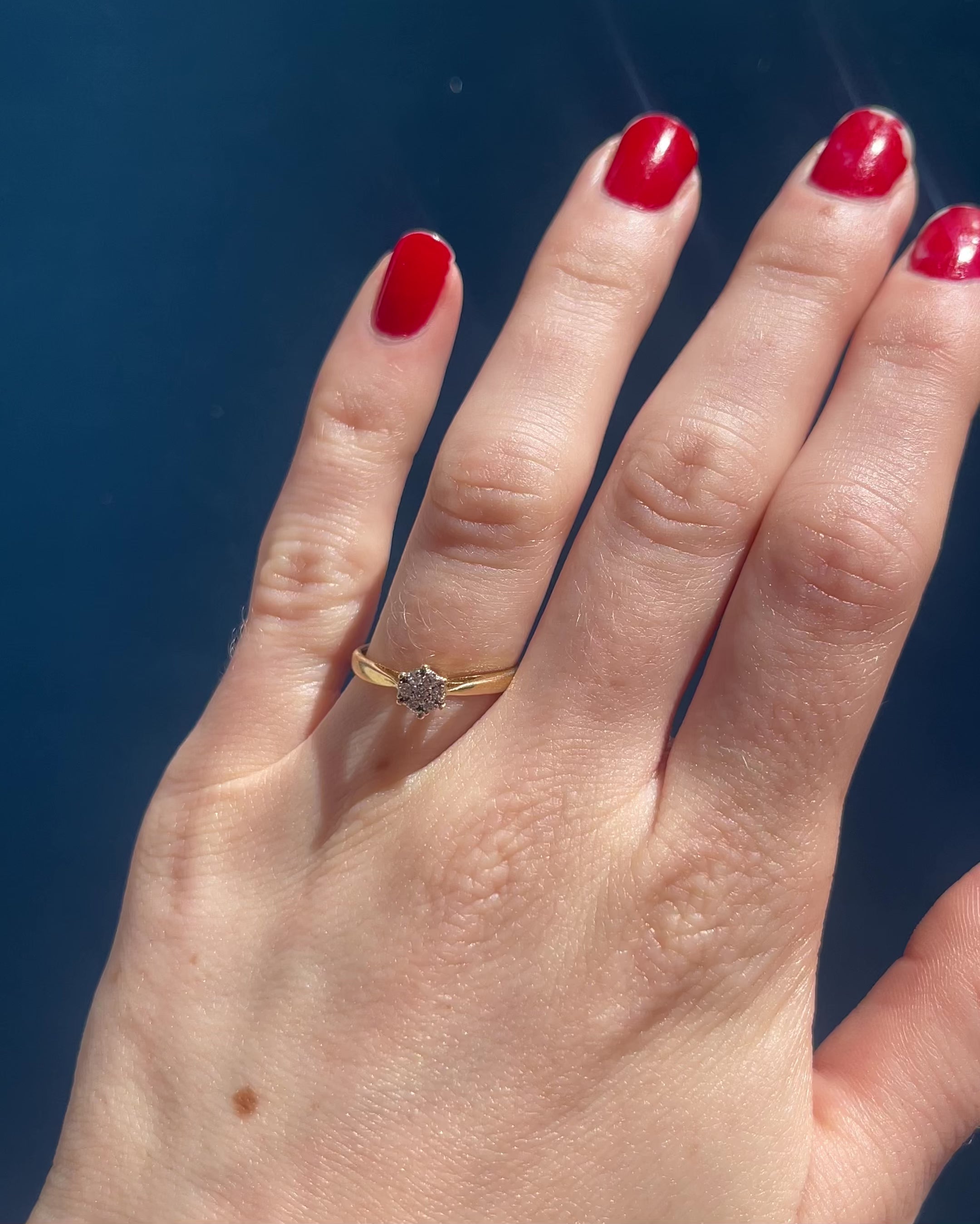 Anillo solitario flor 7 diamantes "Gwendy"