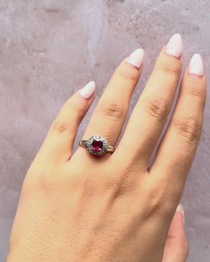 Bague Marguerite Rubis 0.81 carat &amp; Diamants 0.24 carat "Sirine"