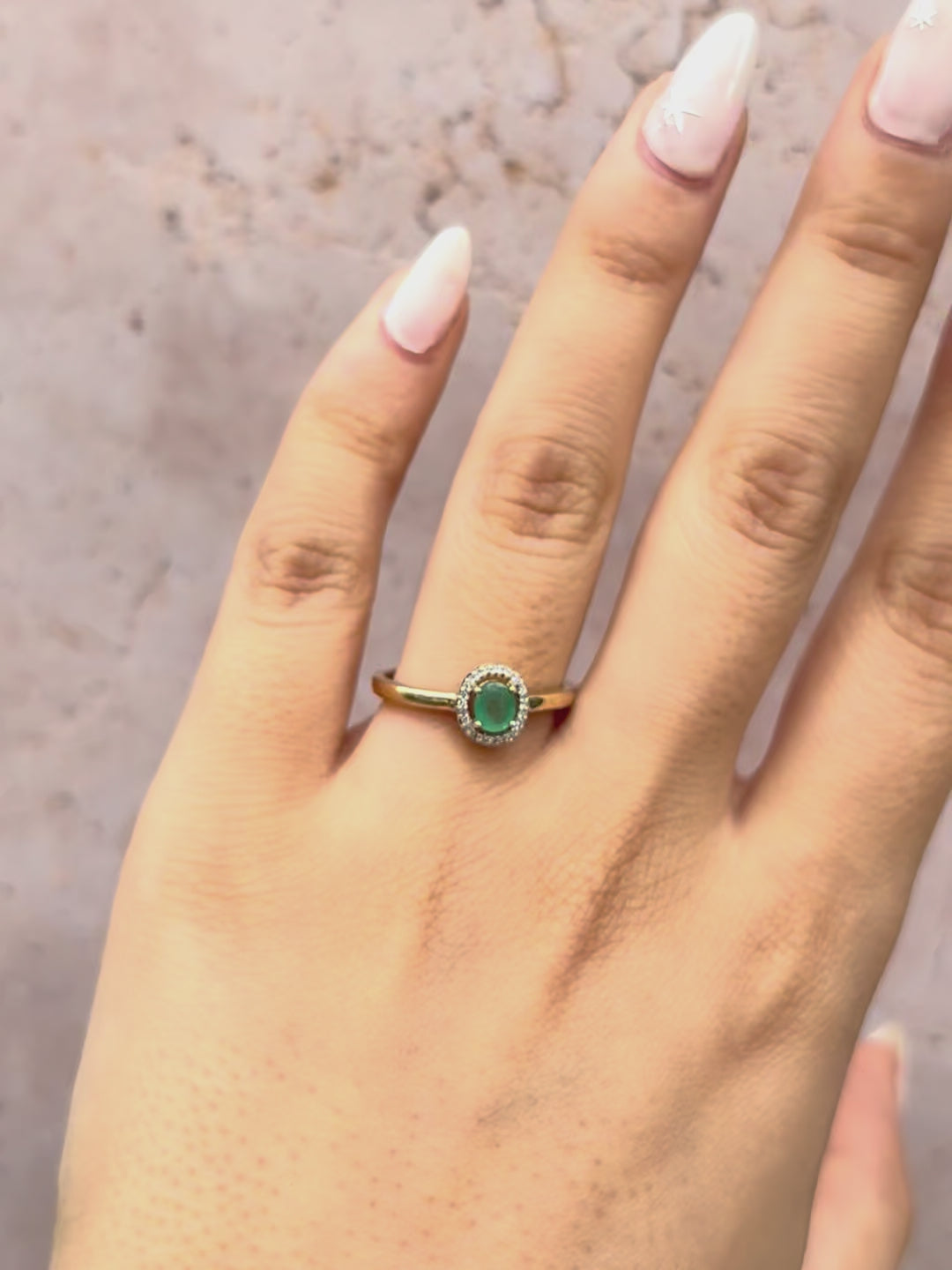 Bague Solitaire Émeraude &amp; Diamants "Bettina"