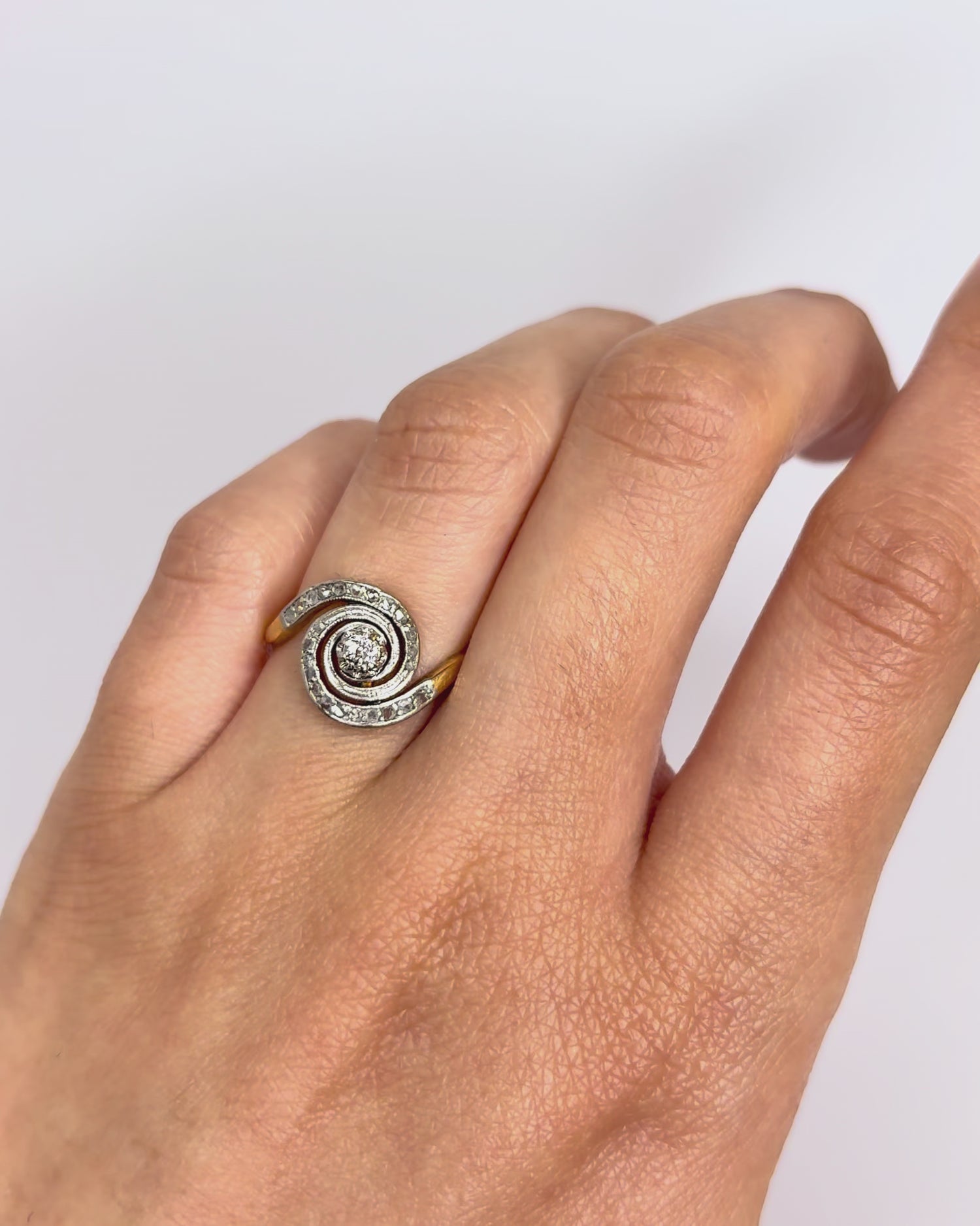 Art Nouveau Style Tourbillon Ring with Diamonds "Magdalena"