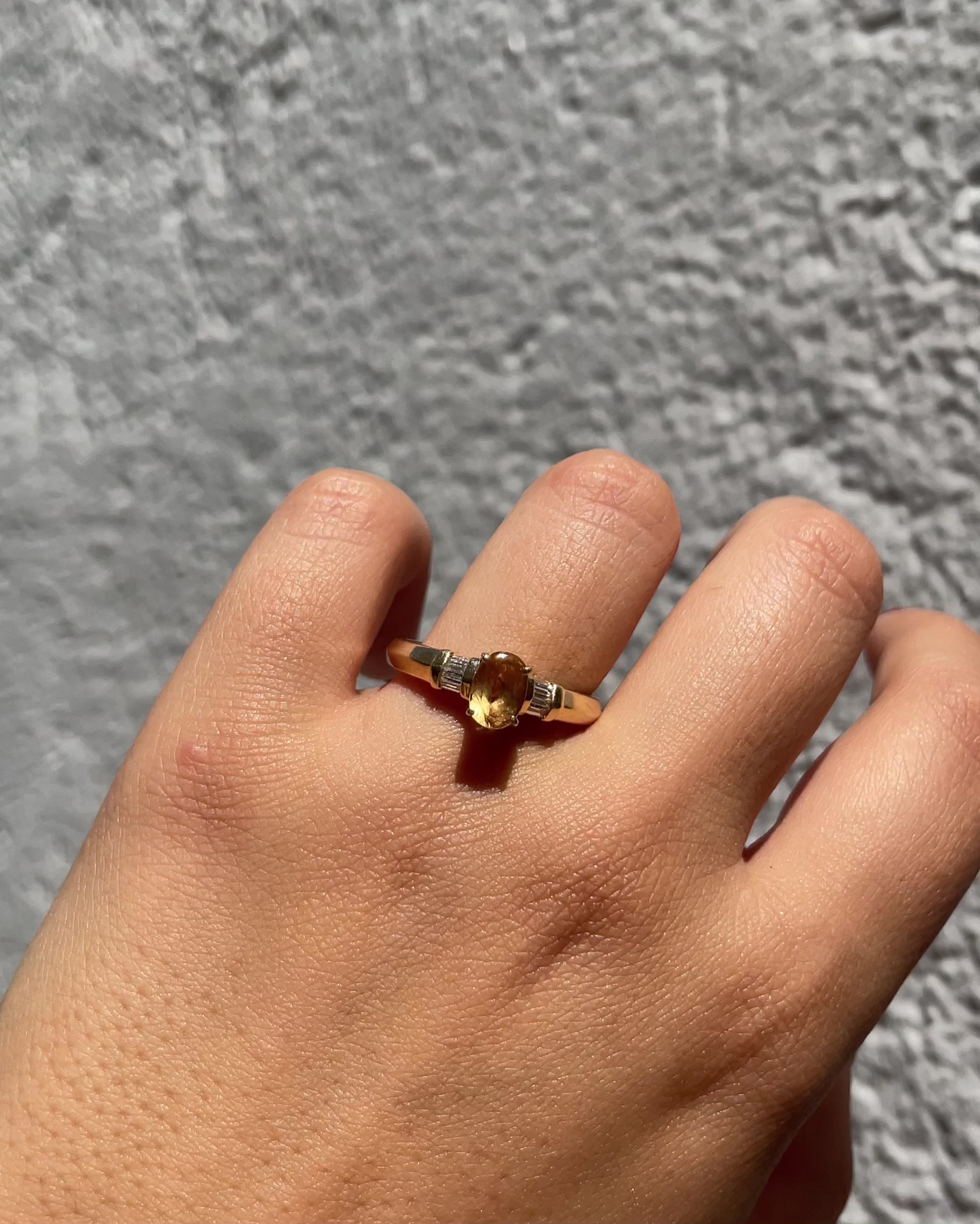 Trilogy Ring Yellow Topaz 1.20 carat and Diamonds “Loana”