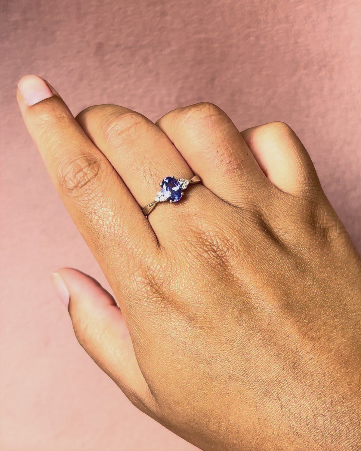 1-carat Tanzanite &amp; Diamond Trilogy Ring "Olympe"