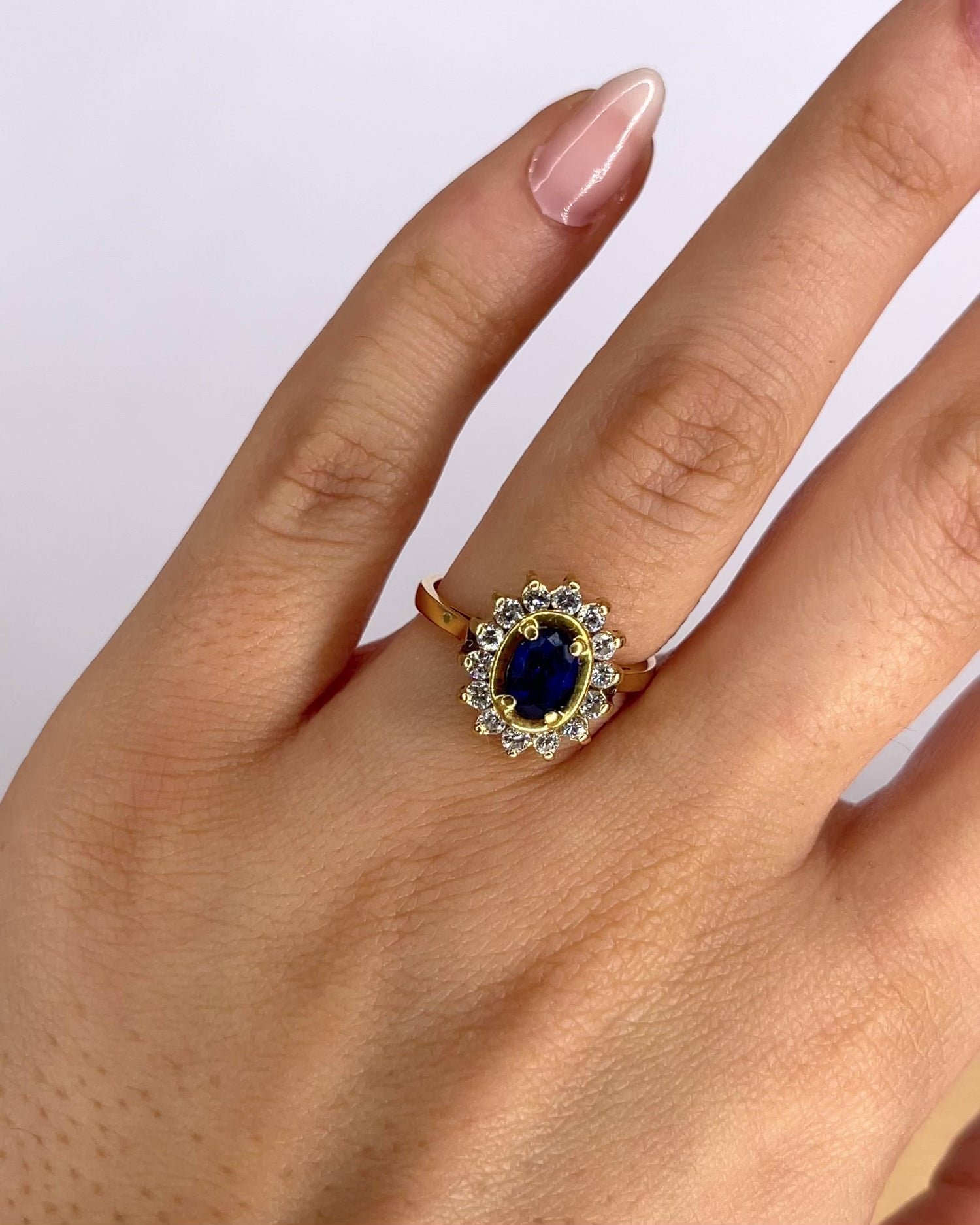 Bague Marguerite Saphir 0.85 carat &amp; Diamants 0.42 carat "Anna"