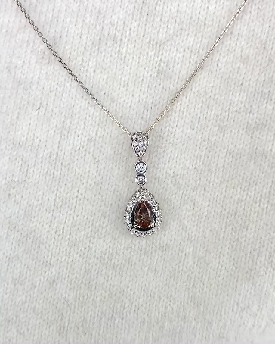 Pendentif Diamant Cognac 0.40 carat &amp; Diamants 0.61 carat "Maya"