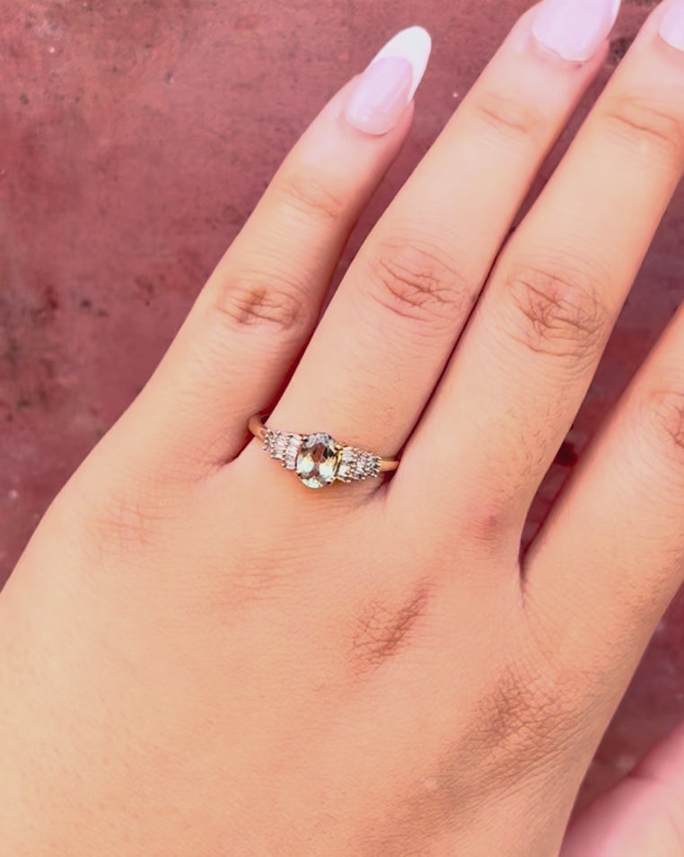 Bague Trilogie Vésuvianite 0.80 carat &amp; Diamants "Ilda"