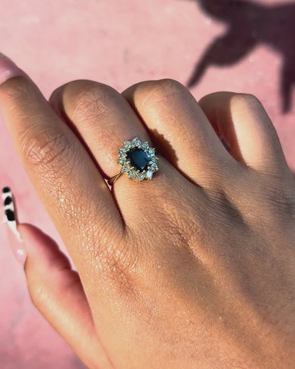 Bague Marguerite Saphir 1.30 carat &amp; Diamants "Bernadette"