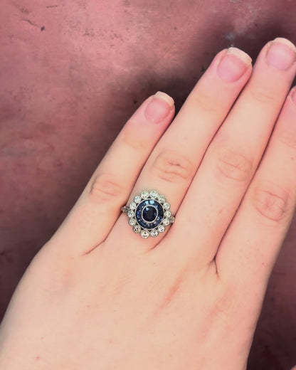 Bague Style Art-Déco Saphirs 1.21 carat &amp; Diamants 0.53 carat 4.19g "Emma"