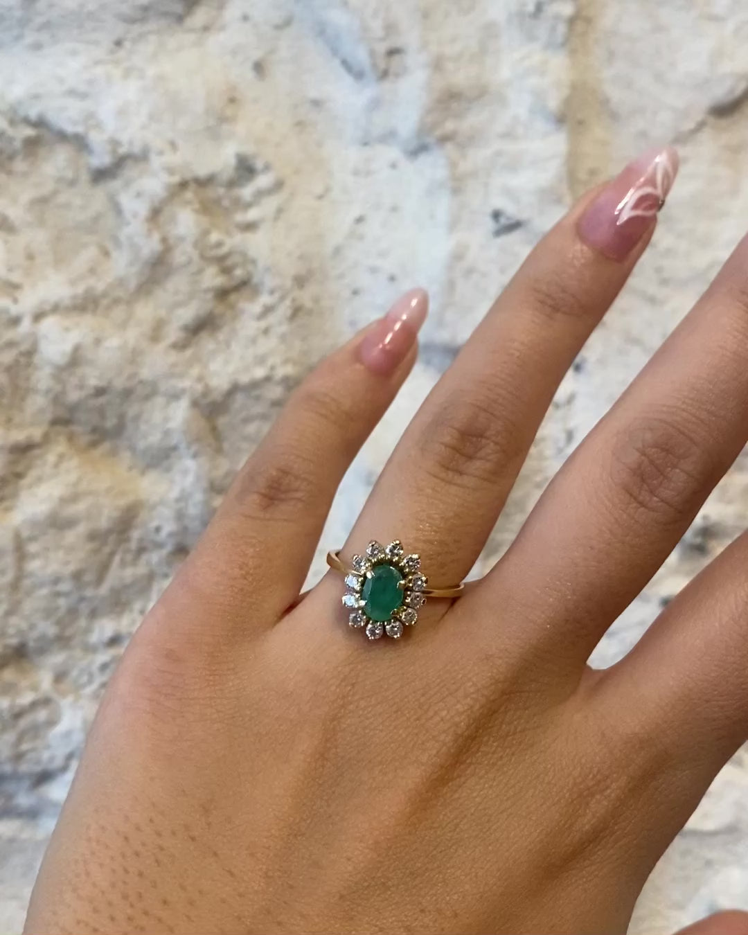 Bague Marguerite Émeraude 1 carat &amp; Diamants &quot;Elina&quot;