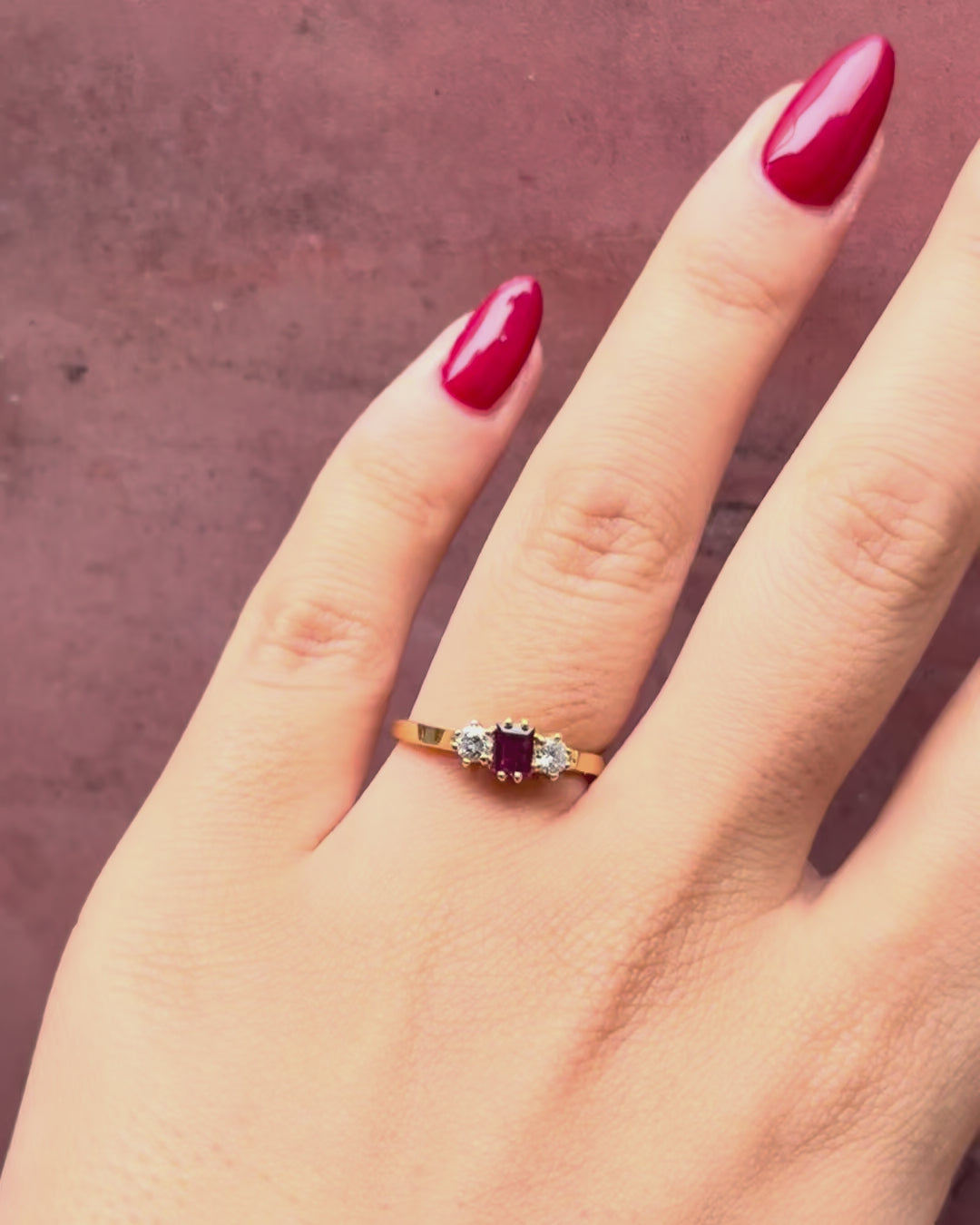 “Diana” 0.28-Carat Ruby &amp; Diamond Trilogy Ring